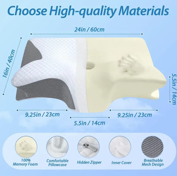 Memory Foam Cervical Support Pillow – Ergonomic Neck & Spine Alignment