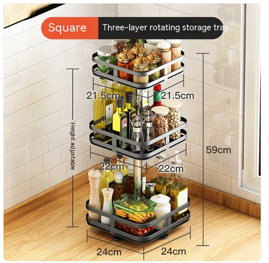 Rotating Kitchen Spice Rack – 360° Metal Organizer, Single or Double Layer