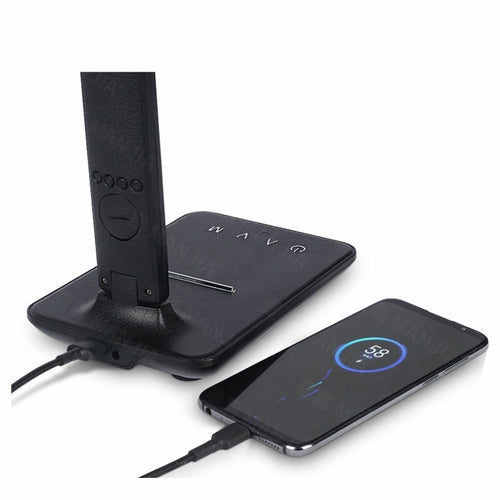 3-in-1 LED Desk Lamp – Wireless Phone Charger, Clock & Thermostat