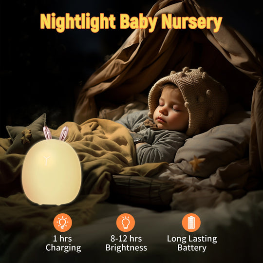 Baby Silicone Night Light – Cute Rabbit & Elk Touch & Clap Lamp
