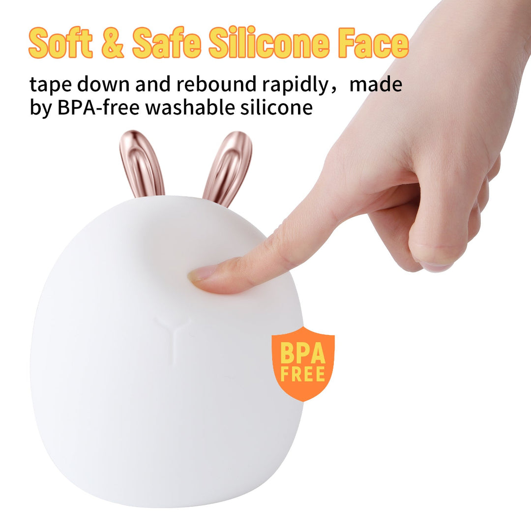 Baby Silicone Night Light – Cute Rabbit & Elk Touch & Clap Lamp