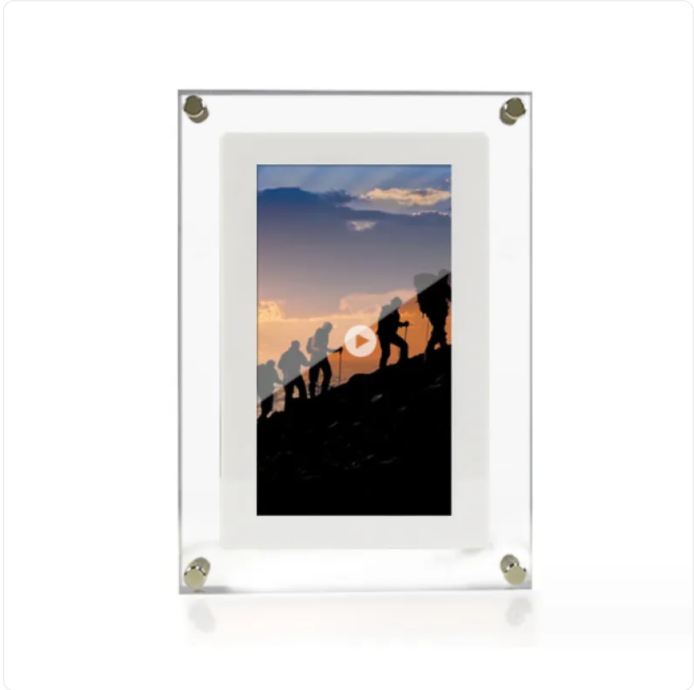Acrylic Digital Photo Frame – HD Video & Music Playback, USB-C, 5"/7"/10"
