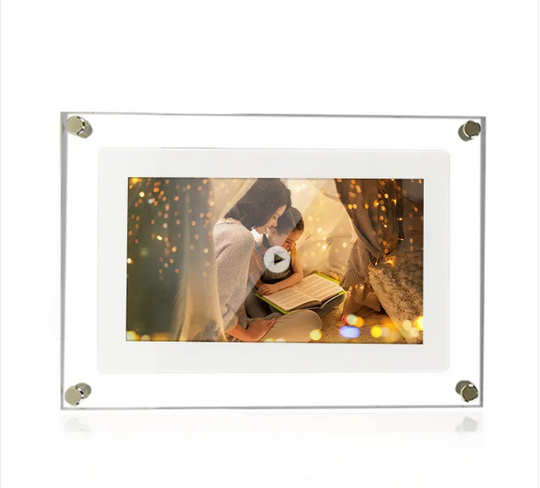 Acrylic Digital Photo Frame – HD Video & Music Playback, USB-C, 5"/7"/10"