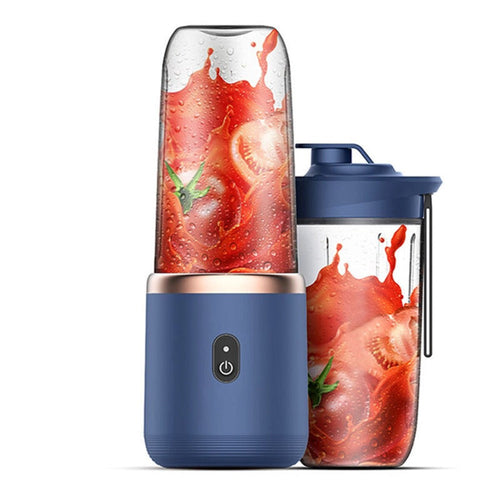 Twin-Gear Portable Juice Blender – 400ml Glass Cup, 6 Blades, USB Rechargeable