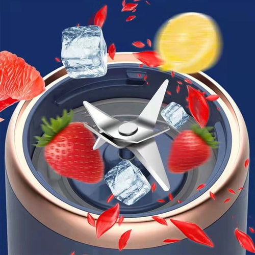 Twin-Gear Portable Juice Blender – 400ml Glass Cup, 6 Blades, USB Rechargeable