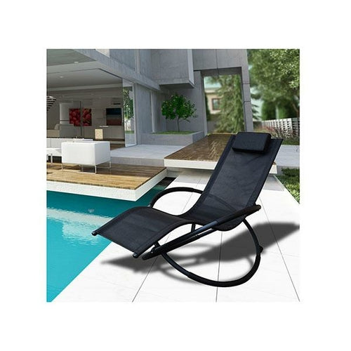 Zero Gravity Rocking Chair Recliner – Foldable, Weatherproof PVC Mesh, Black