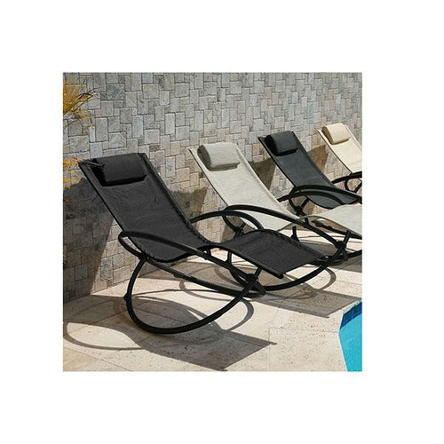 Zero Gravity Rocking Chair Recliner – Foldable, Weatherproof PVC Mesh, Black