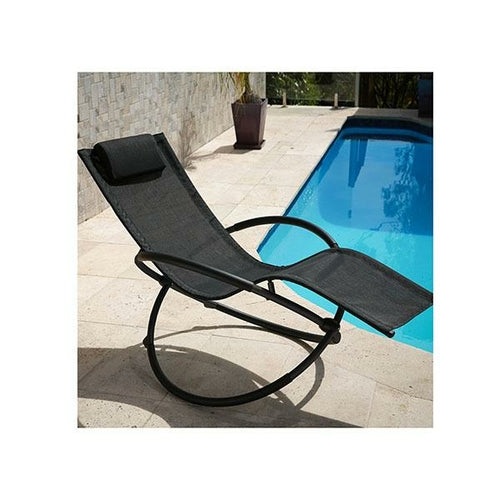 Zero Gravity Rocking Chair Recliner – Foldable, Weatherproof PVC Mesh, Black