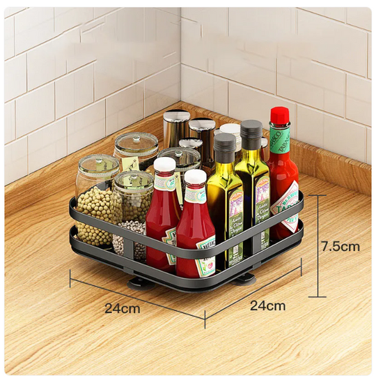 Rotating Kitchen Spice Rack – 360° Metal Organizer, Single or Double Layer