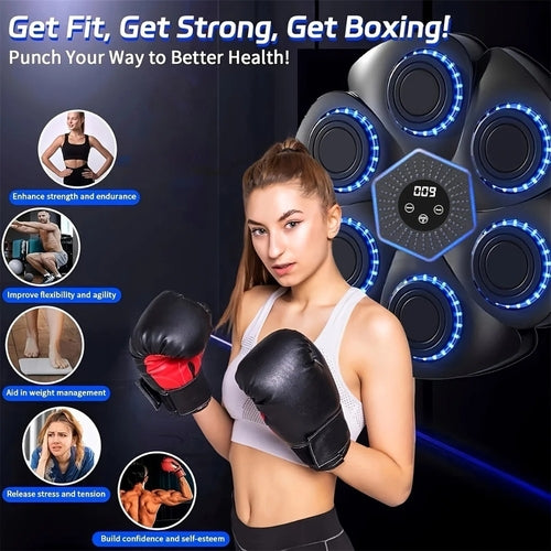 Wall-Mounted Boxing Reflex Trainer – LED Lights, Bluetooth & Electronic Scoring