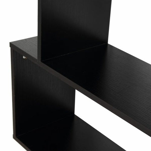 HOMCOM S-Shape Bookcase – 6-Tier Wooden Display Shelf, Black