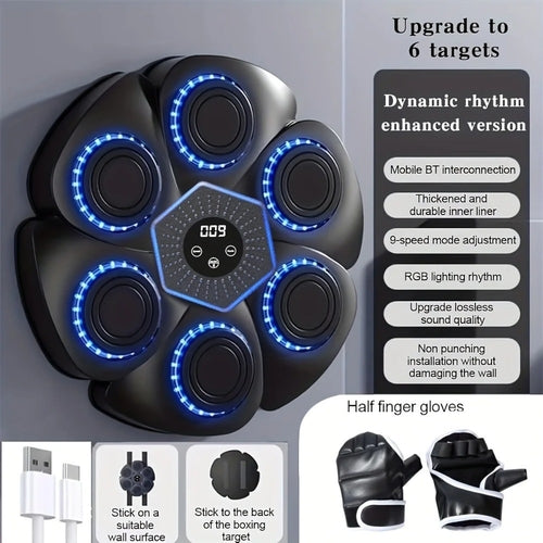 Wall-Mounted Boxing Reflex Trainer – LED Lights, Bluetooth & Electronic Scoring