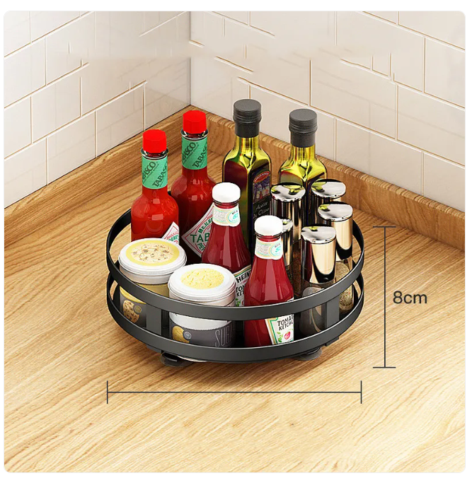 Rotating Kitchen Spice Rack – 360° Metal Organizer, Single or Double Layer