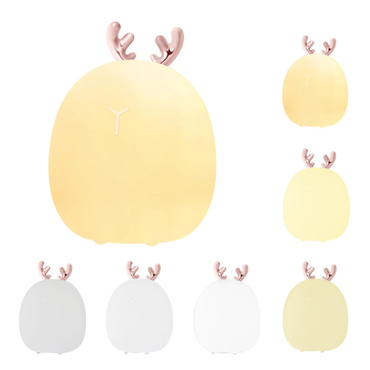 Baby Silicone Night Light – Cute Rabbit & Elk Touch & Clap Lamp