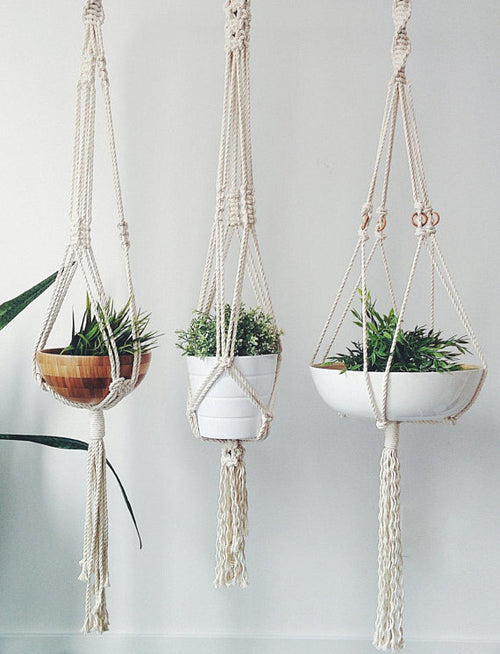 Handcrafted Macrame Plant Hanger – Natural Cotton, 3 Styles Available