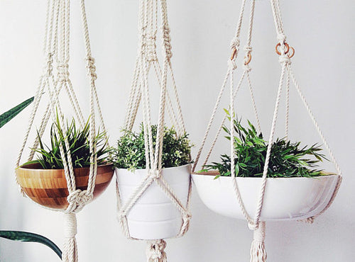 Handcrafted Macrame Plant Hanger – Natural Cotton, 3 Styles Available